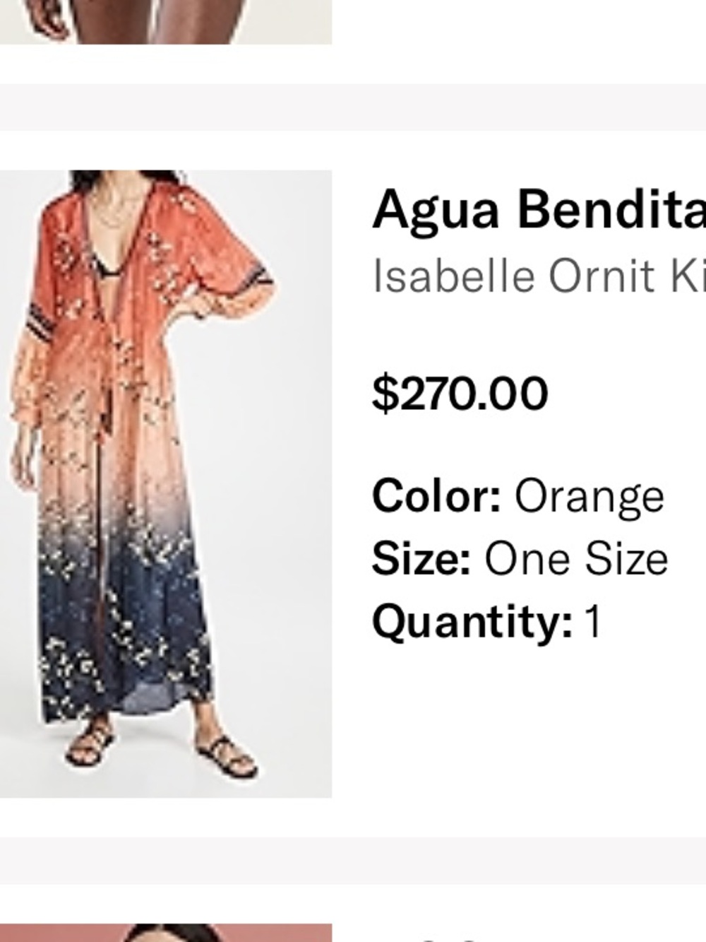 Agua Bendita Orange to Navy Ombre Floral Kimono